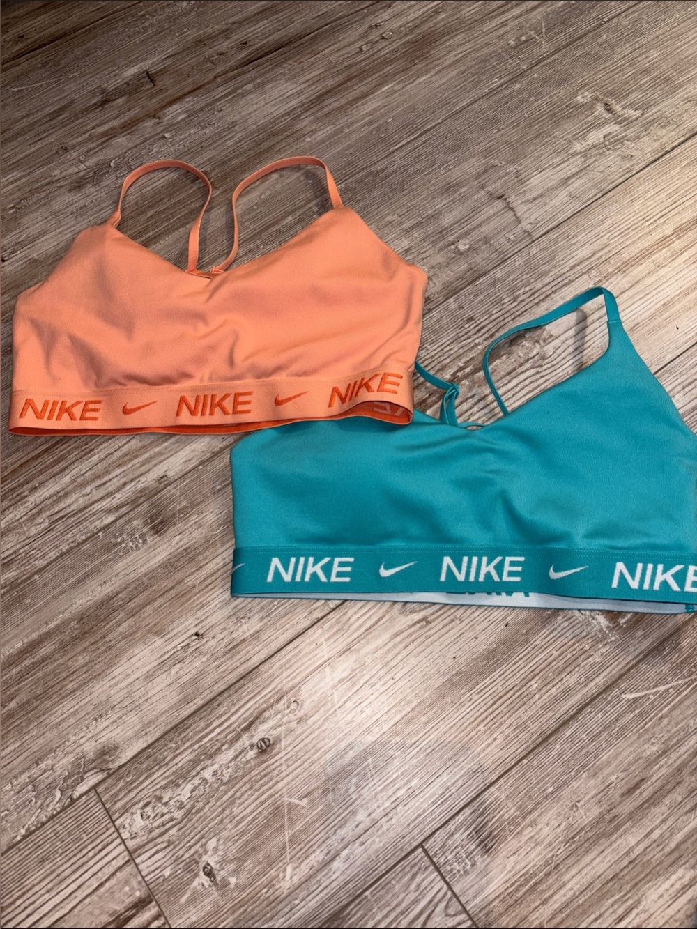 Nike Indy Sports Bras — Peach Orange & Teal - small
